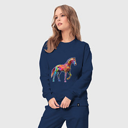 Костюм хлопковый женский Конь геометрик, цвет: тёмно-синий — фото 2