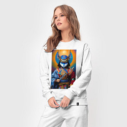 Костюм хлопковый женский Кот-самурай - нейросеть, цвет: белый — фото 2