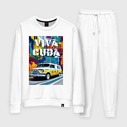 Костюм хлопковый женский Viva Cuba - car - retro, цвет: белый
