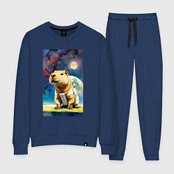 Костюм хлопковый женский Capybara brave astronaut - neural network, цвет: тёмно-синий