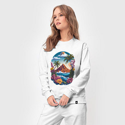 Костюм хлопковый женский Горы и море - экзотика, цвет: белый — фото 2