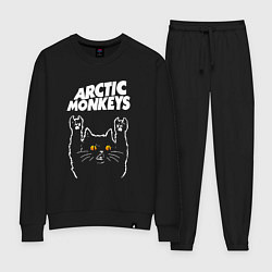 Костюм хлопковый женский Arctic Monkeys rock cat, цвет: черный