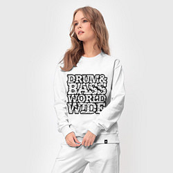 Костюм хлопковый женский Drum and bass world wide, цвет: белый — фото 2