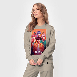 Костюм хлопковый женский BTS kpop anime, цвет: миндальный — фото 2