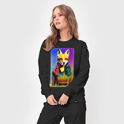 Костюм хлопковый женский Fox girl - fashionista - pop art, цвет: черный — фото 2