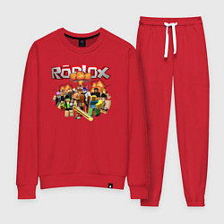 Костюм хлопковый женский Роблокс на фоне взрыва roblox, цвет: красный