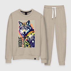 Костюм хлопковый женский Wolf fashionista - pop art, цвет: миндальный