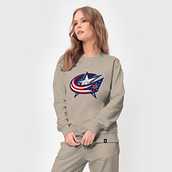 Костюм хлопковый женский Columbus blue jackets - hockey team - emblem, цвет: миндальный — фото 2