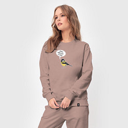 Костюм хлопковый женский Синица с прикольной надписью - держи себя в руках, цвет: пыльно-розовый — фото 2