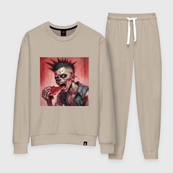 Женский костюм Зомби панк в джинсовке ест мясо