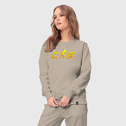 Костюм хлопковый женский CS2 yellow logo, цвет: миндальный — фото 2