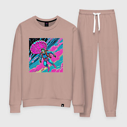 Костюм хлопковый женский Парашютист в небе, цвет: пыльно-розовый