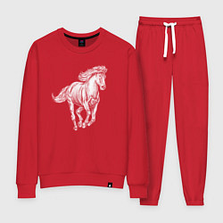 Костюм хлопковый женский Белая лошадь скачет, цвет: красный