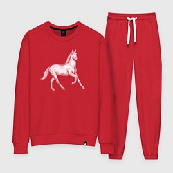 Костюм хлопковый женский Белая лошадь на скаку, цвет: красный