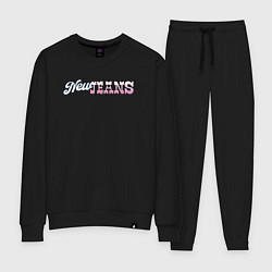 Костюм хлопковый женский Newjeans logo, цвет: черный