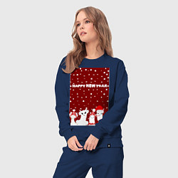 Костюм хлопковый женский Семья лам на новогодних каникулах, цвет: тёмно-синий — фото 2