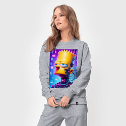 Костюм хлопковый женский Cyber Bart Simpson - ai art, цвет: меланж — фото 2