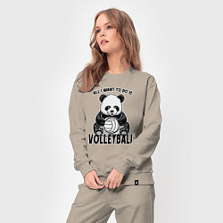 Костюм хлопковый женский Panda volleyball, цвет: миндальный — фото 2