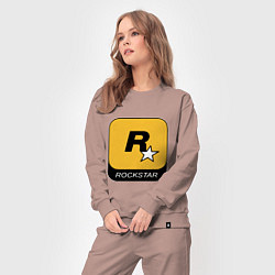 Костюм хлопковый женский Rockstar, цвет: пыльно-розовый — фото 2