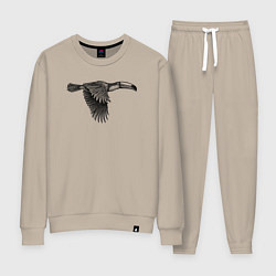 Костюм хлопковый женский Тукан летит, цвет: миндальный