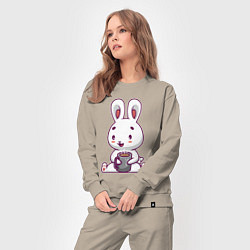 Костюм хлопковый женский Кролик с кружкой, цвет: миндальный — фото 2