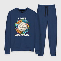 Костюм хлопковый женский I love volleyball, цвет: тёмно-синий