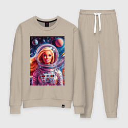 Костюм хлопковый женский Красавица Барби в космосе - нейросеть, цвет: миндальный