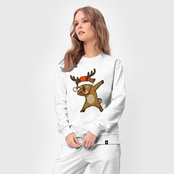 Костюм хлопковый женский Dabbing deer, цвет: белый — фото 2