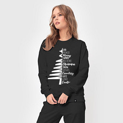 Костюм хлопковый женский Christmas tree - is happiness, цвет: черный — фото 2