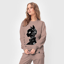 Костюм хлопковый женский Кибер кошечка - аниме, цвет: пыльно-розовый — фото 2