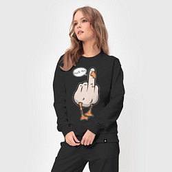 Костюм хлопковый женский Duck you - фак ю, цвет: черный — фото 2