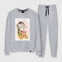 Костюм хлопковый женский Корги парикмахер, цвет: меланж