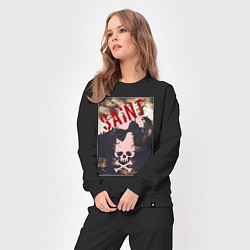 Костюм хлопковый женский Череп галстук бабочка, цвет: черный — фото 2