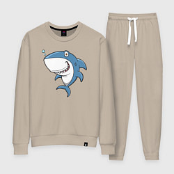 Костюм хлопковый женский Cute shark, цвет: миндальный