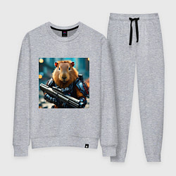 Женский костюм Мем вооруженная капибара и автомат