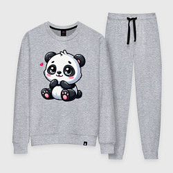 Костюм хлопковый женский Забавная маленькая панда, цвет: меланж