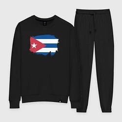 Костюм хлопковый женский Флаг Кубы, цвет: черный