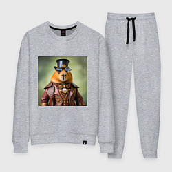 Женский костюм Мем капибара в очках в стиле стимпанк