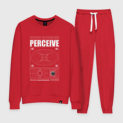 Костюм хлопковый женский Perceive streetwear, цвет: красный