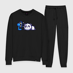 Костюм хлопковый женский Панда и вентилятор, цвет: черный