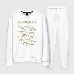 Костюм хлопковый женский Paleontology the study of dinosaur fossils, цвет: белый