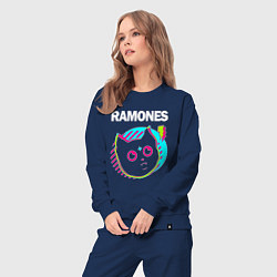 Костюм хлопковый женский Ramones rock star cat, цвет: тёмно-синий — фото 2
