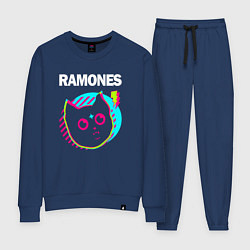 Костюм хлопковый женский Ramones rock star cat, цвет: тёмно-синий