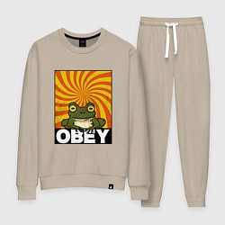 Костюм хлопковый женский Гипножаба по мотивам Футурама на оранжевом фоне, цвет: миндальный