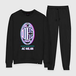 Костюм хлопковый женский AC Milan FC в стиле glitch, цвет: черный