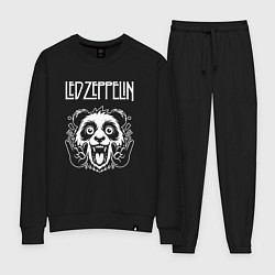Костюм хлопковый женский Led Zeppelin rock panda, цвет: черный