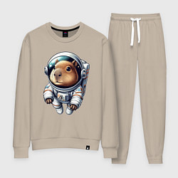 Костюм хлопковый женский Прикольный капибарыш космонавт - нейросеть, цвет: миндальный
