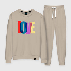 Костюм хлопковый женский Наложенный love, цвет: миндальный