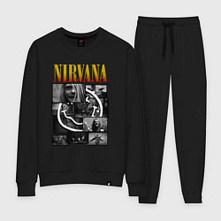 Костюм хлопковый женский Nirvana kurt krist dave, цвет: черный