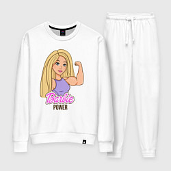 Костюм хлопковый женский Barbie power, цвет: белый